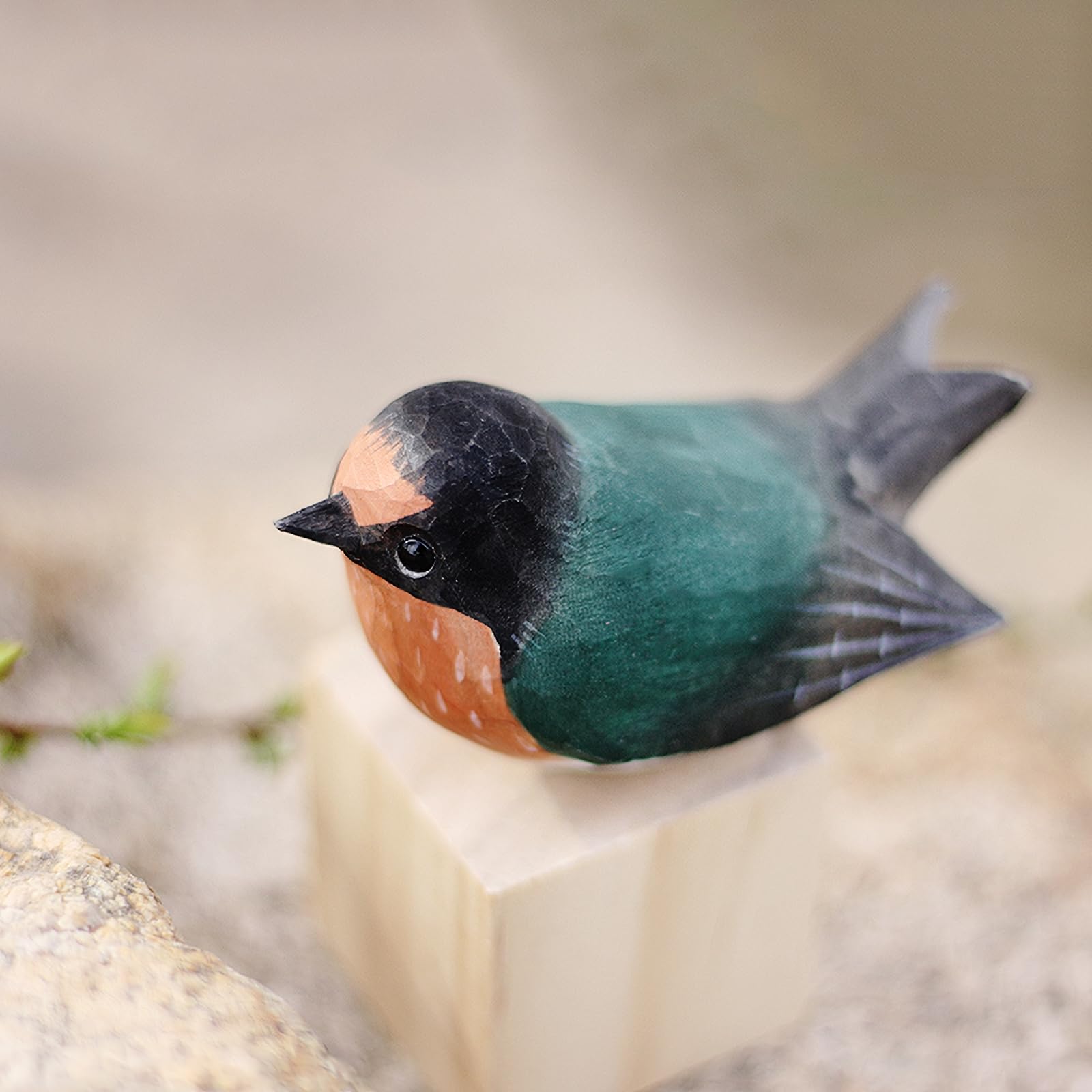 Amazon.co.jp: TALKLEK 手彫り 木製 ツバメ 鳥の置物 小鳥像 ホーム